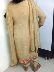 silky ❤️Embroidered Kurta with Salwar and Dupatta