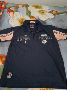 Men's Blue Graphic Polo T-Shirt