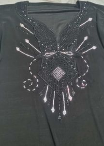 Elegant Black Embellished Abaya Gown