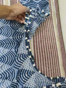 Blue Geometric Print long kurta