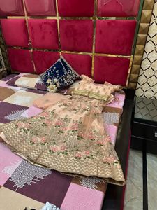 Exquisite Peach Floral Embroidered Lehenga