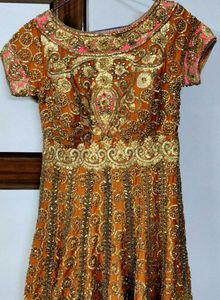 Festive Orange &amp; Gold Embroidered Lehenga Choli