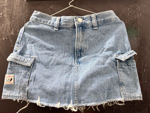 Denim Cargo Mini Skirt
