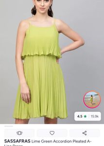 Lime Green Pleated Midi Dress
