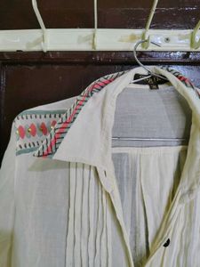 Boho Embroidered Button-Up Top