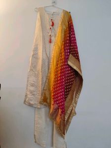 The Solstice Sunrise Silk Kurta Set with Dupatta