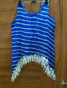 Stunning Blue Leheriya kurti navratri special