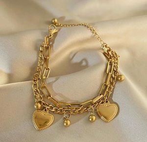 Chic Gold Layered Heart Bracelet