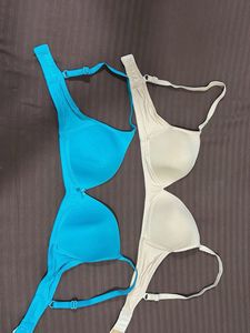 Pack of two - Blue & Beige Lightly padded bra