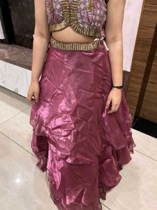 purple lengha with heavy blouse and dupatta