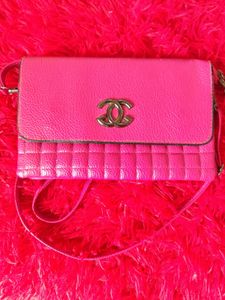 Hot Pink Quilted Crossbody Bag