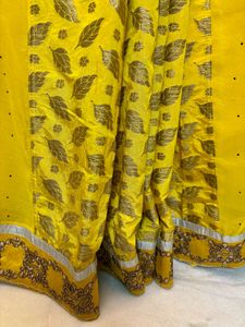 Vibrant Yellow Floral Print Saree
