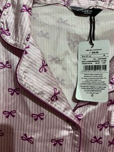 🎀Pink Bow Print Pajama Top (M size)