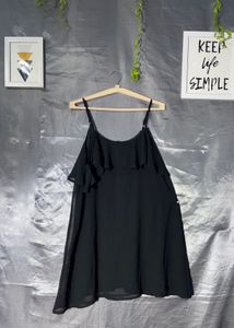 Chic Black Ruffle Mini Dress