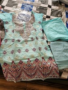 Beautiful Stitched Salwar Suit Sky Blue