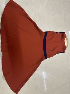 Retro Charm Rust Orange &amp; Navy Collared Skater Dre