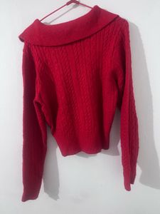 Cozy Chic Red Cable Knit Sweater