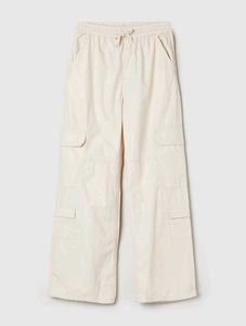 Beige Wide Leg Cargo Pants