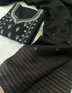 Elegant Black Kurta Set with Silver Embroidery
