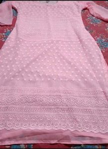 Elegant Pink Chikankari Kurta