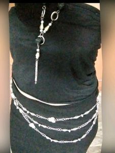 New Fancy Metallic Belt &amp; Long Neckpiece Set