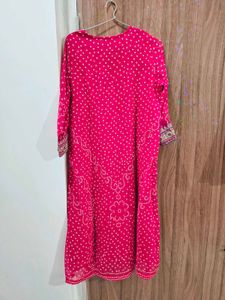 Biba Pink Bandhani Kurta Set with Dupatta
