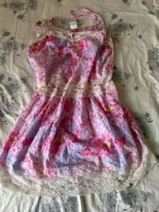 Sheer Floral Nightgown with Lace Trim