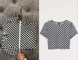 Checkerboard Mesh Crop Top