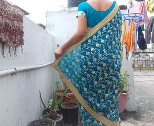 Beautiful Teal Embroidered Saree