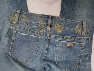 y2k inspired golden touch jeans