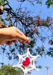 Spiderweb Heart Keychain