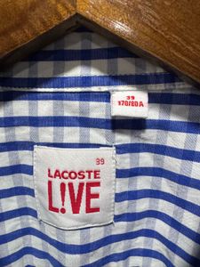 Lacoste Live Blue White Gingham Check Shirt