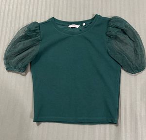 Green Puff Sleeve Top