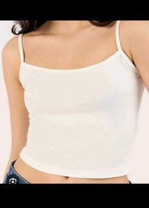 White Spaghetti Strap Crop Top