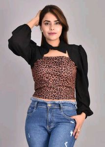 Stylish Animal Print Top with Bolero