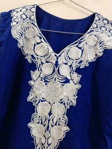 Blue Embroidered SHORT Kurti