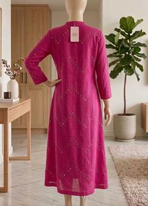 Sitayya Women's Fuchsia Embroidered A-Line Kurta