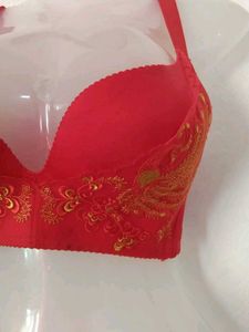 Red Floral Detail Bra