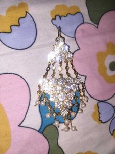 Stunning White Stone side maang teeka