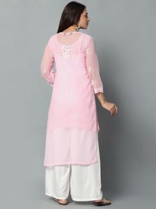 Elegant Pink Chikankari Kurta with Palazzo