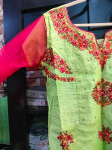Elegant Light Green Embroidered Kurta Set
