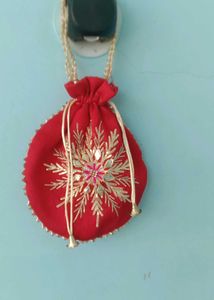 Red Potli Bag with Golden Embroidery rajputi