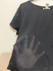 Black Mesh Crop Top