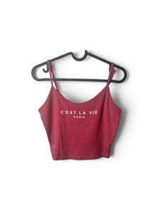 Burgundy Ribbed Crop Cami Top | C’est La Vie Paris