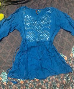 Blue Embroidered Kurta