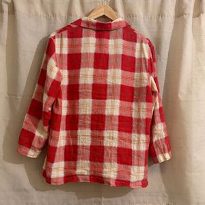 Red Plaid Button-Up Shirt