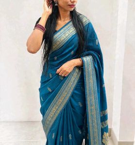 Elegant Teal Blue Saree