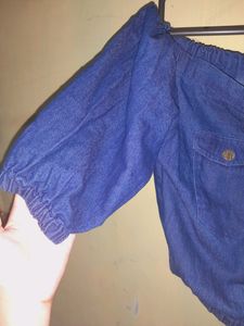 Denim Off Shoulder Top For Women.
