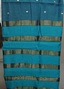 Dark Bottle Green Saree with Golden Zari Border