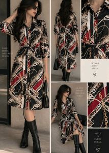 Elegant Chain Print Midi Dress